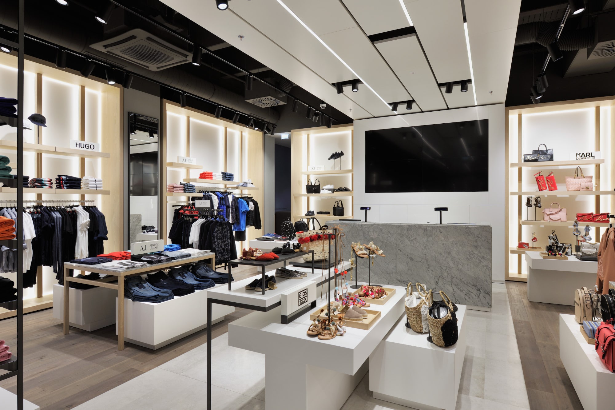 Modern shelves and store equipment of XYZ Villach store